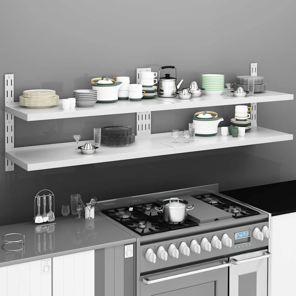 2 Tier Floating Wall Shelves 2 Pcs Stainless Steel