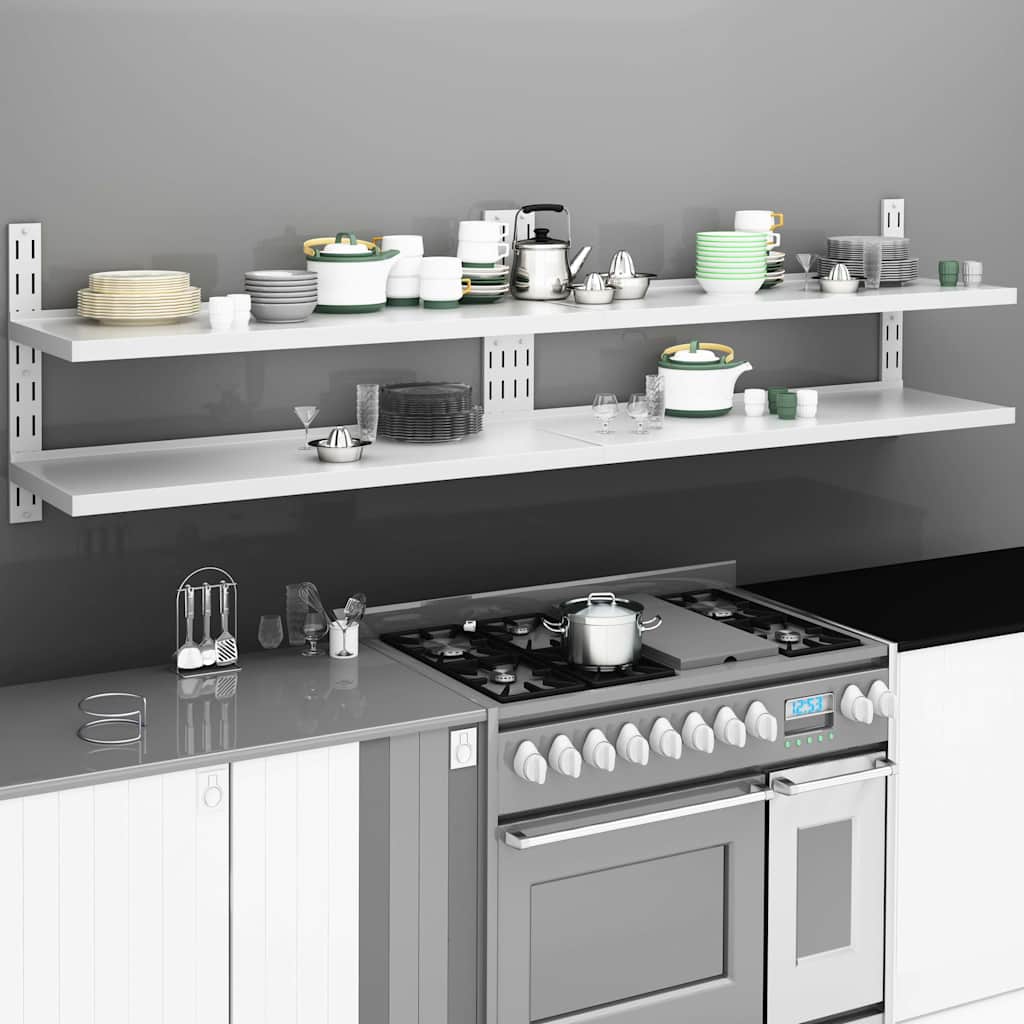 2 Tier Floating Wall Shelves 2 Pcs Stainless Steel