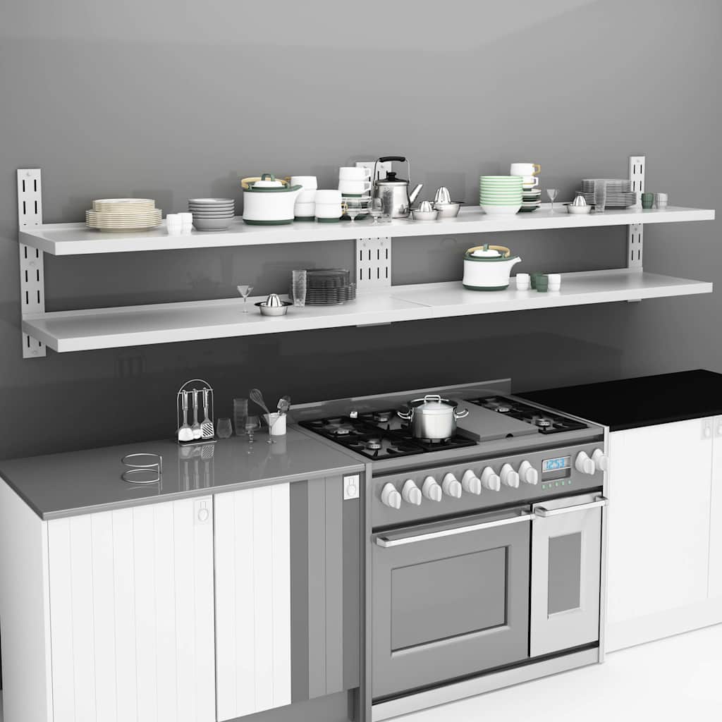 2 Tier Floating Wall Shelves 2 Pcs Stainless Steel