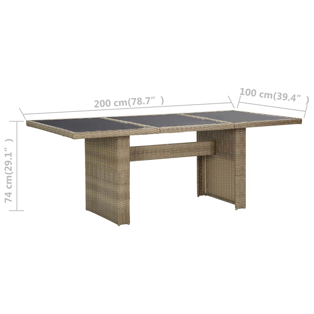 Outdoor Table Garden Dining 200X100X74 Cm Poly Rattan Brown And Black PE Rattan