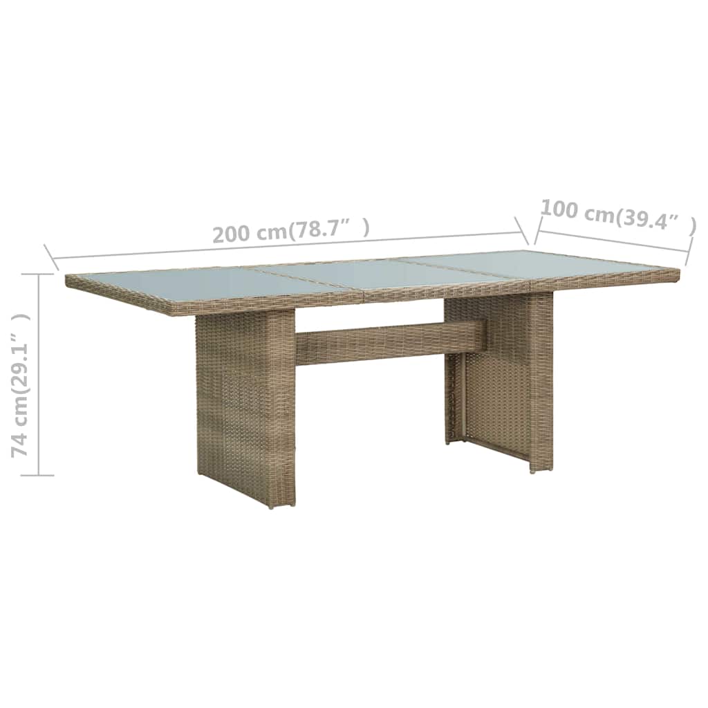 Outdoor Table Garden Dining 200X100X74 Cm Poly Rattan Brown And Black PE Rattan