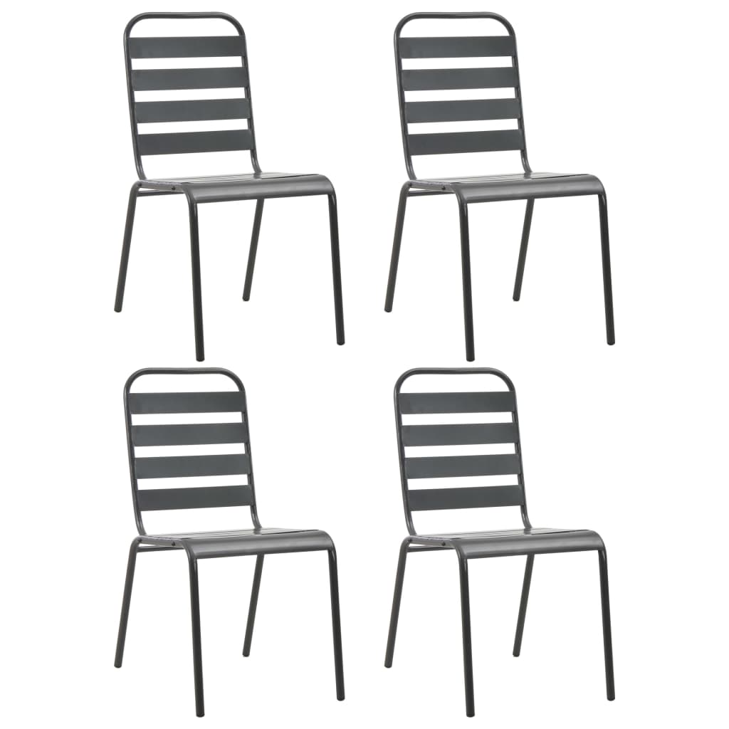 Outdoor Chairs 4 Pcs Slatted Design Steel