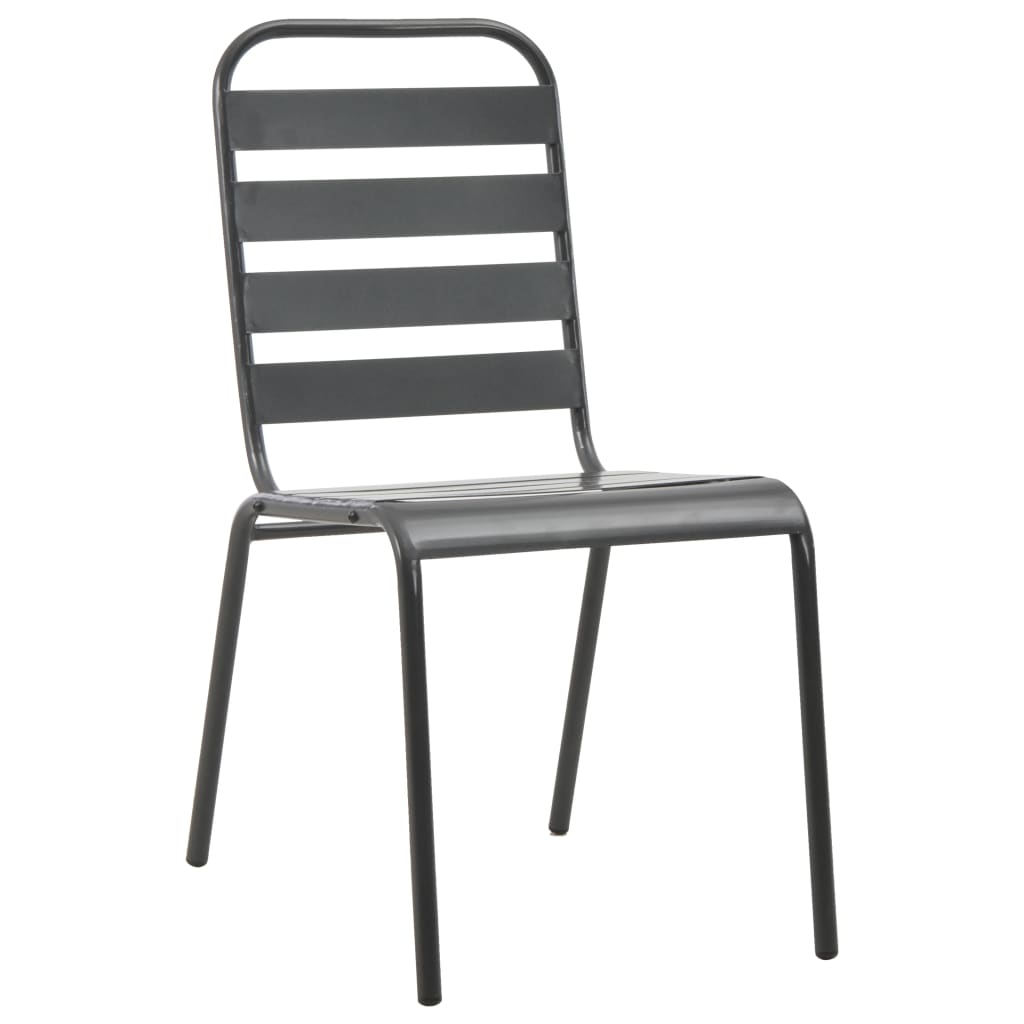 Outdoor Chairs 4 Pcs Slatted Design Steel