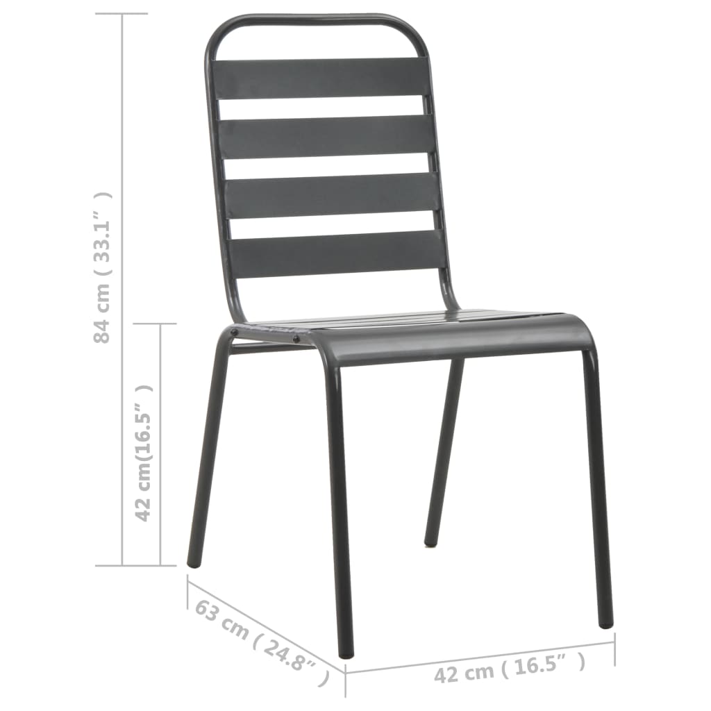 Outdoor Chairs 4 Pcs Slatted Design Steel