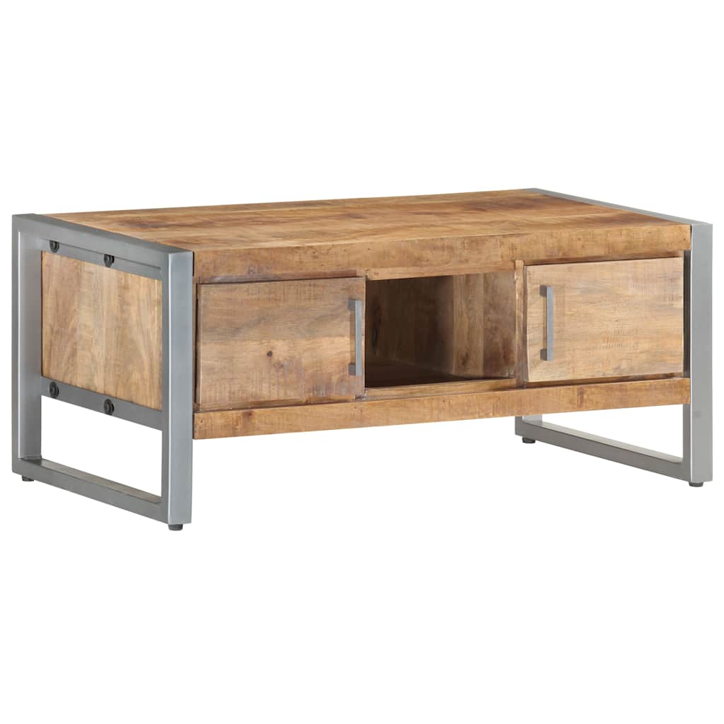 Coffee Table Rough Mango Wood Rustic Industrial Living Room Furniture 95cm 95 cm