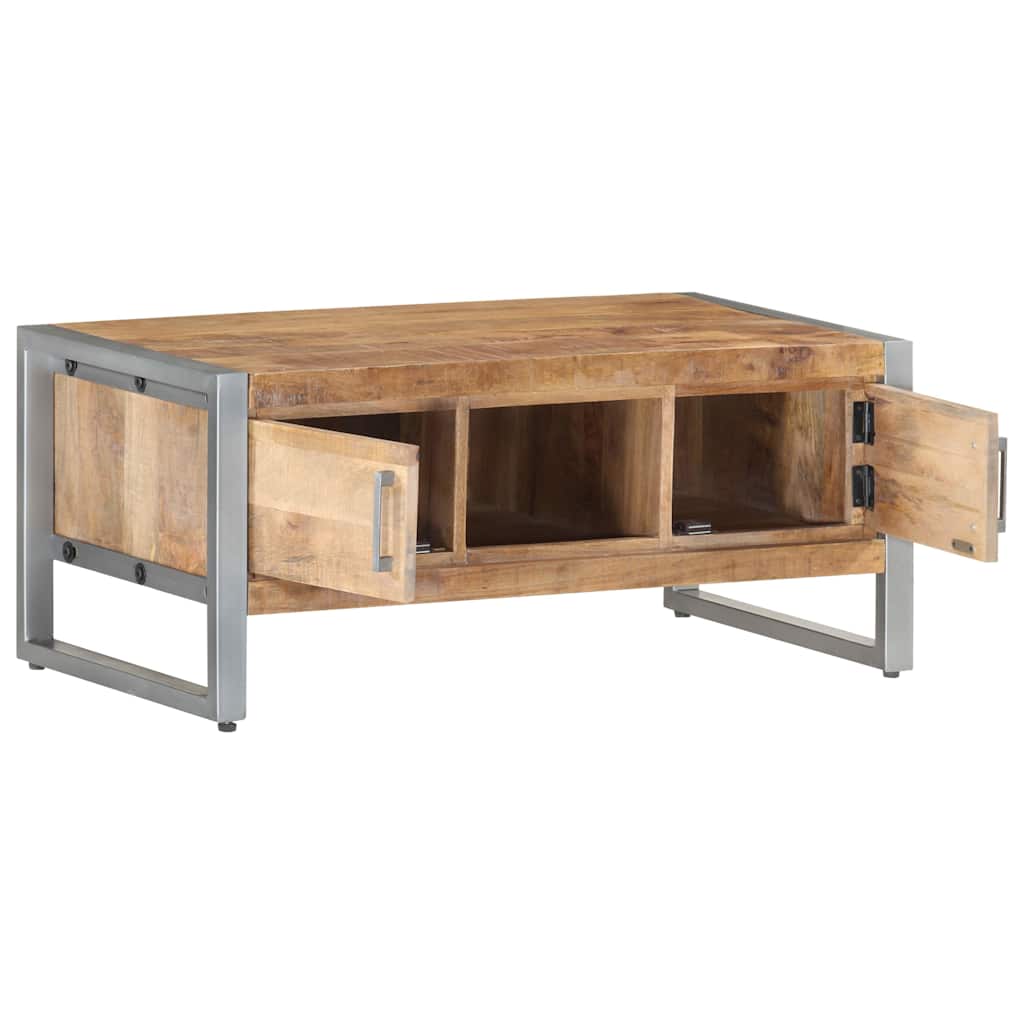 Coffee Table Rough Mango Wood Rustic Industrial Living Room Furniture 95cm 95 cm