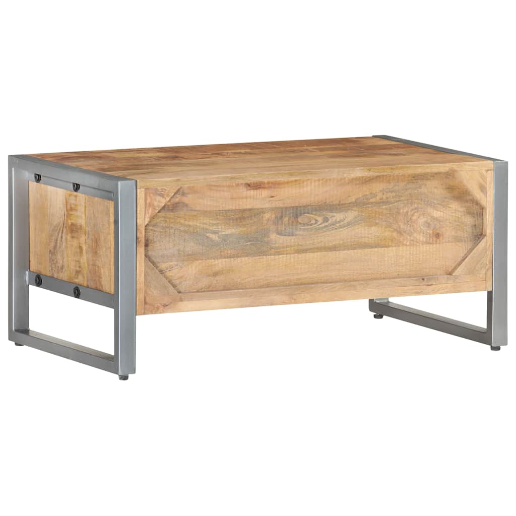Coffee Table Rough Mango Wood Rustic Industrial Living Room Furniture 95cm 95 cm
