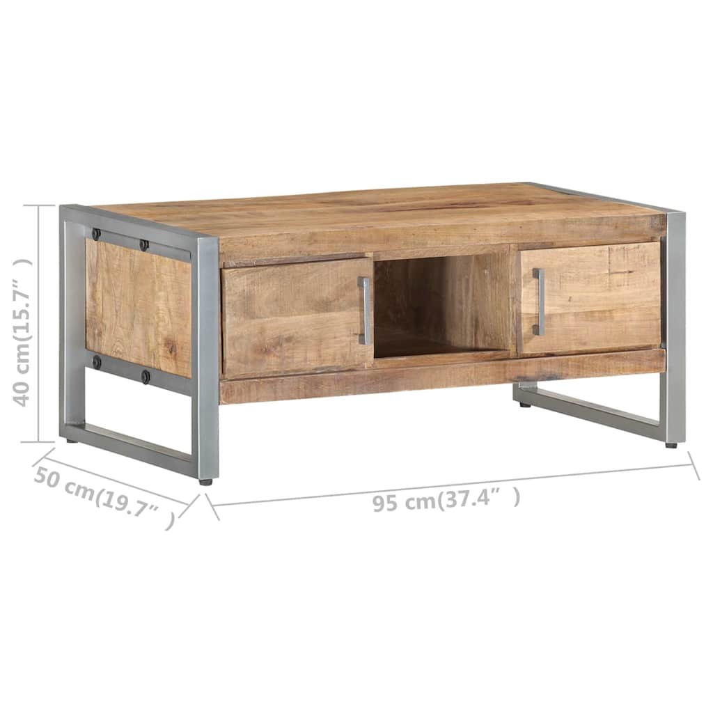 Coffee Table Rough Mango Wood Rustic Industrial Living Room Furniture 95cm 95 cm