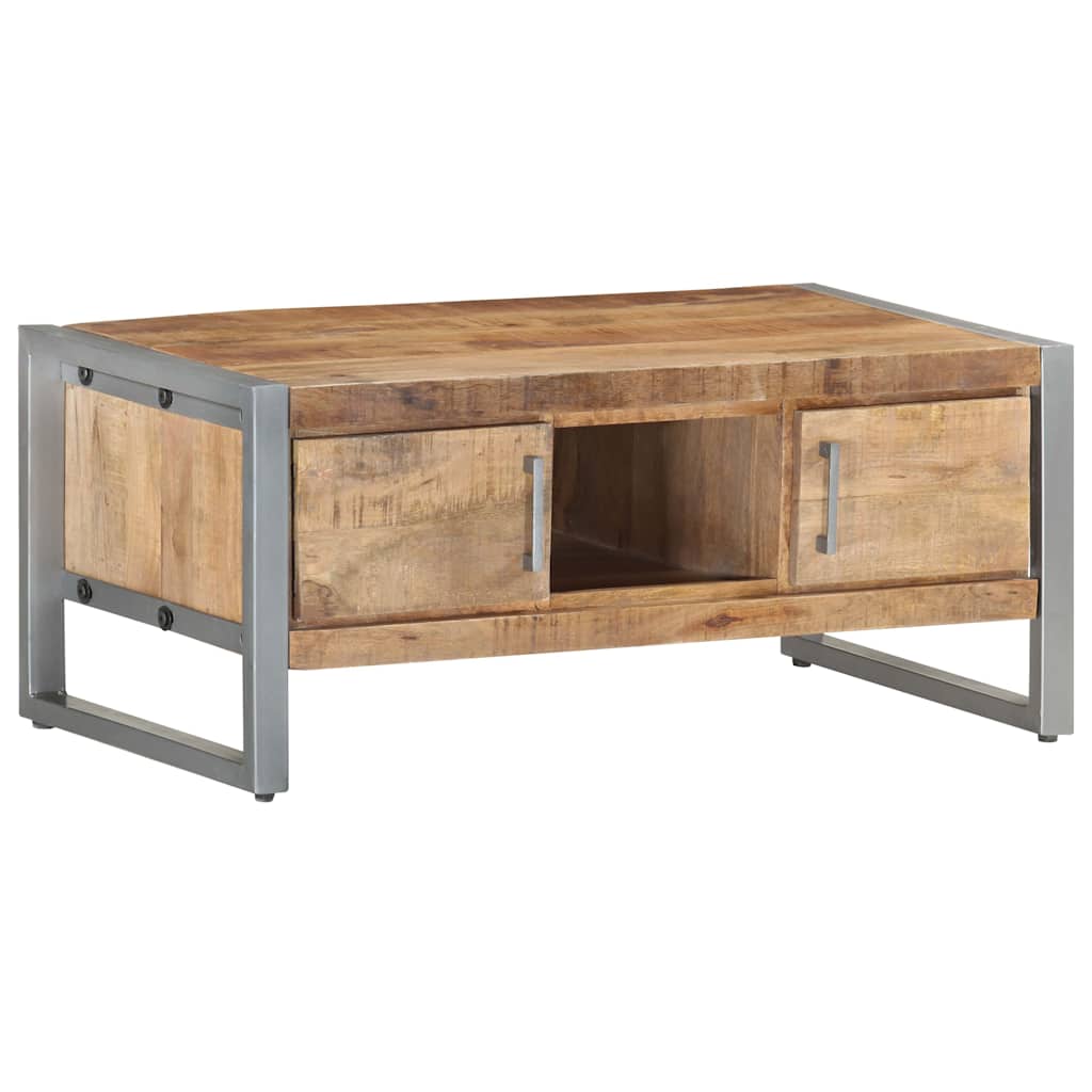 Coffee Table Rough Mango Wood Rustic Industrial Living Room Furniture 95cm 95 cm