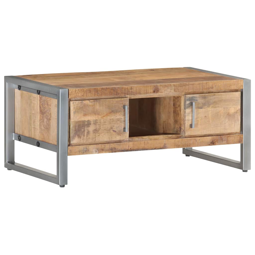 Coffee Table Rough Mango Wood Rustic Industrial Living Room Furniture 95cm 95 cm