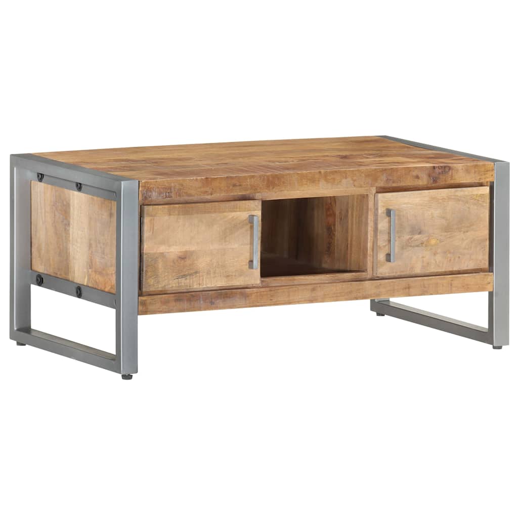 Coffee Table Rough Mango Wood Rustic Industrial Living Room Furniture 95cm 95 cm