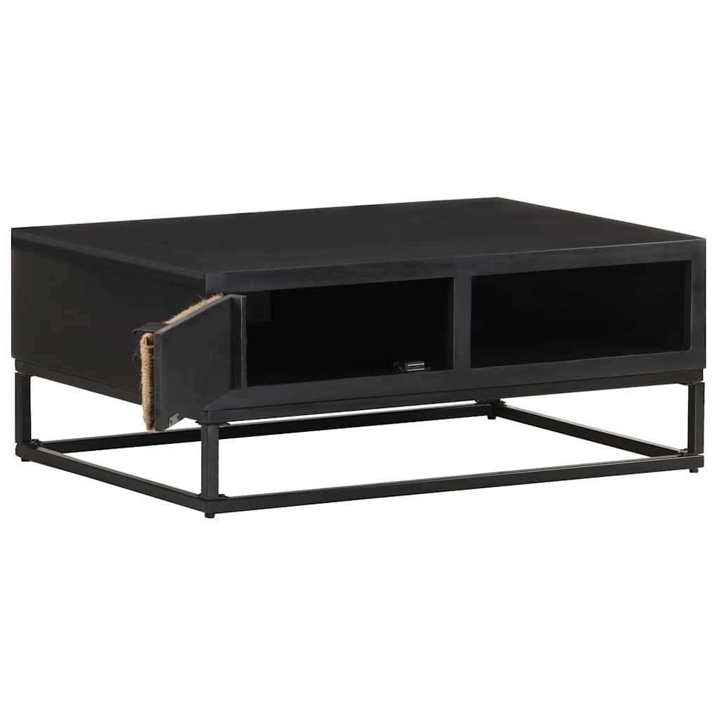 Coffee Table 90X60X35 Cm Solid Mango Wood Solid mango wood with black finish 90