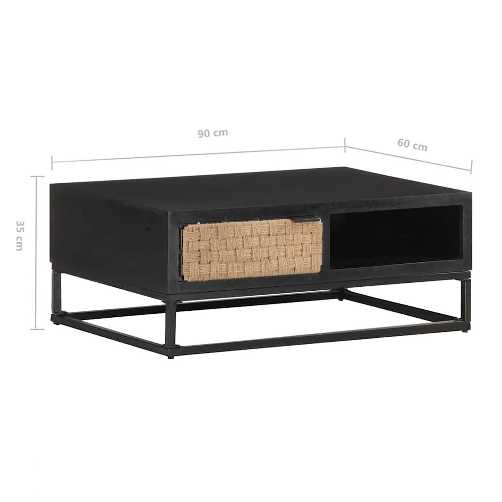 Coffee Table 90X60X35 Cm Solid Mango Wood Solid mango wood with black finish 90