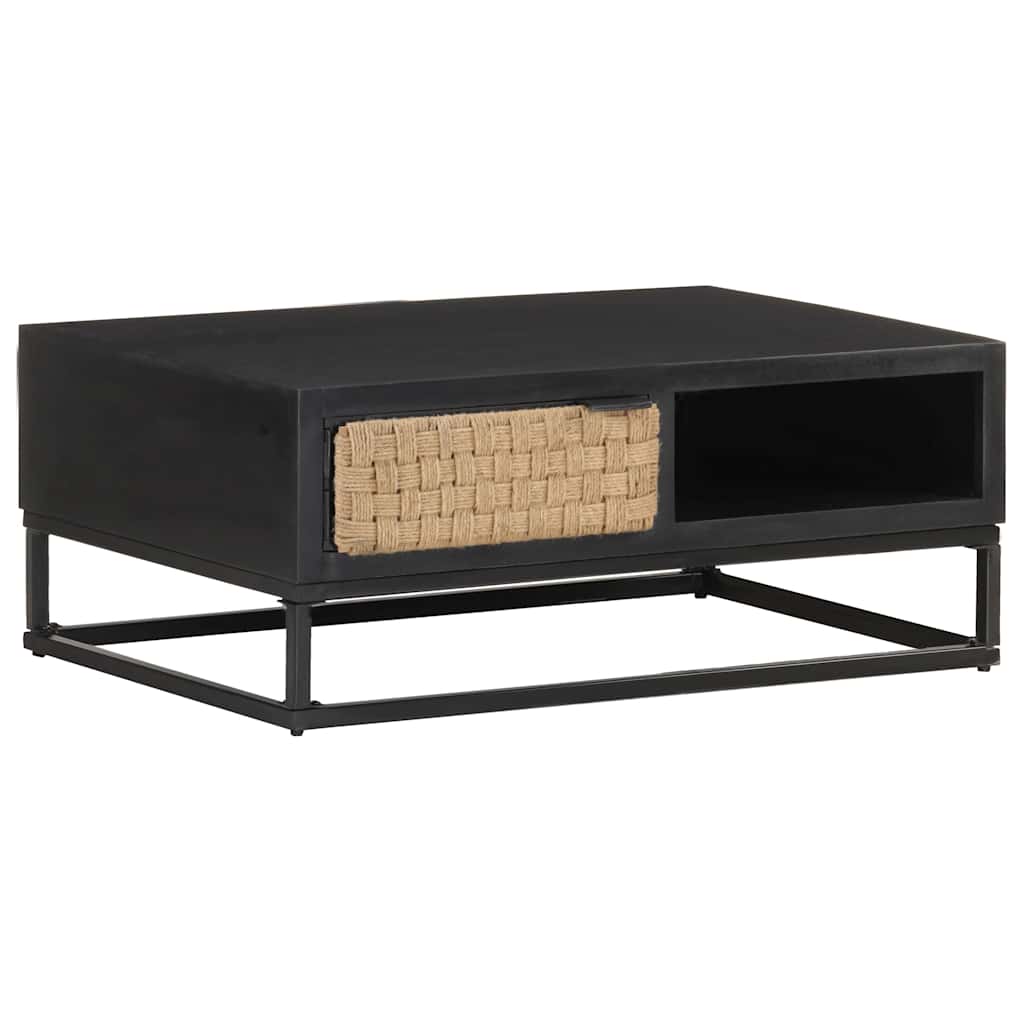 Coffee Table 90X60X35 Cm Solid Mango Wood Solid mango wood with black finish 90