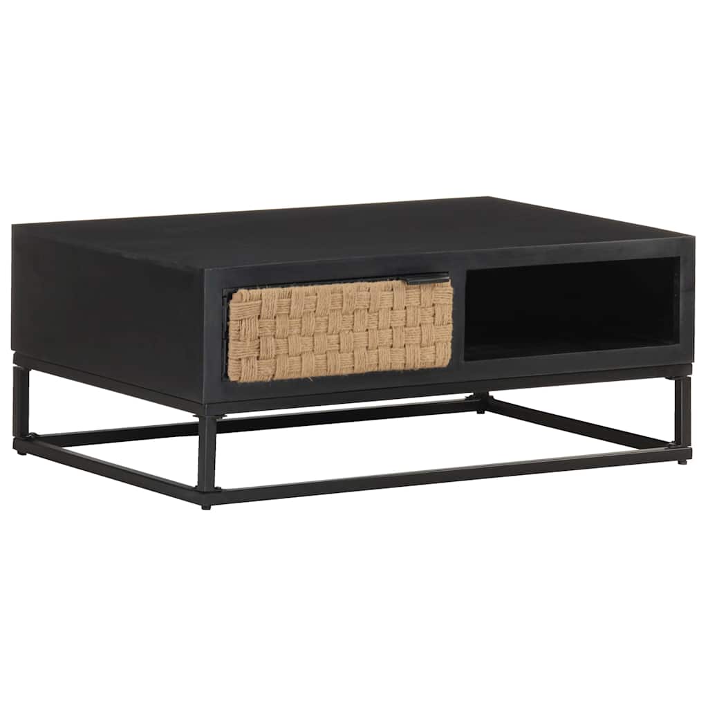 Coffee Table 90X60X35 Cm Solid Mango Wood Solid mango wood with black finish 90