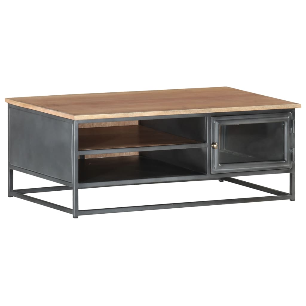 Coffee Table Grey 90X50X35 Cm Solid Acacia Wood
