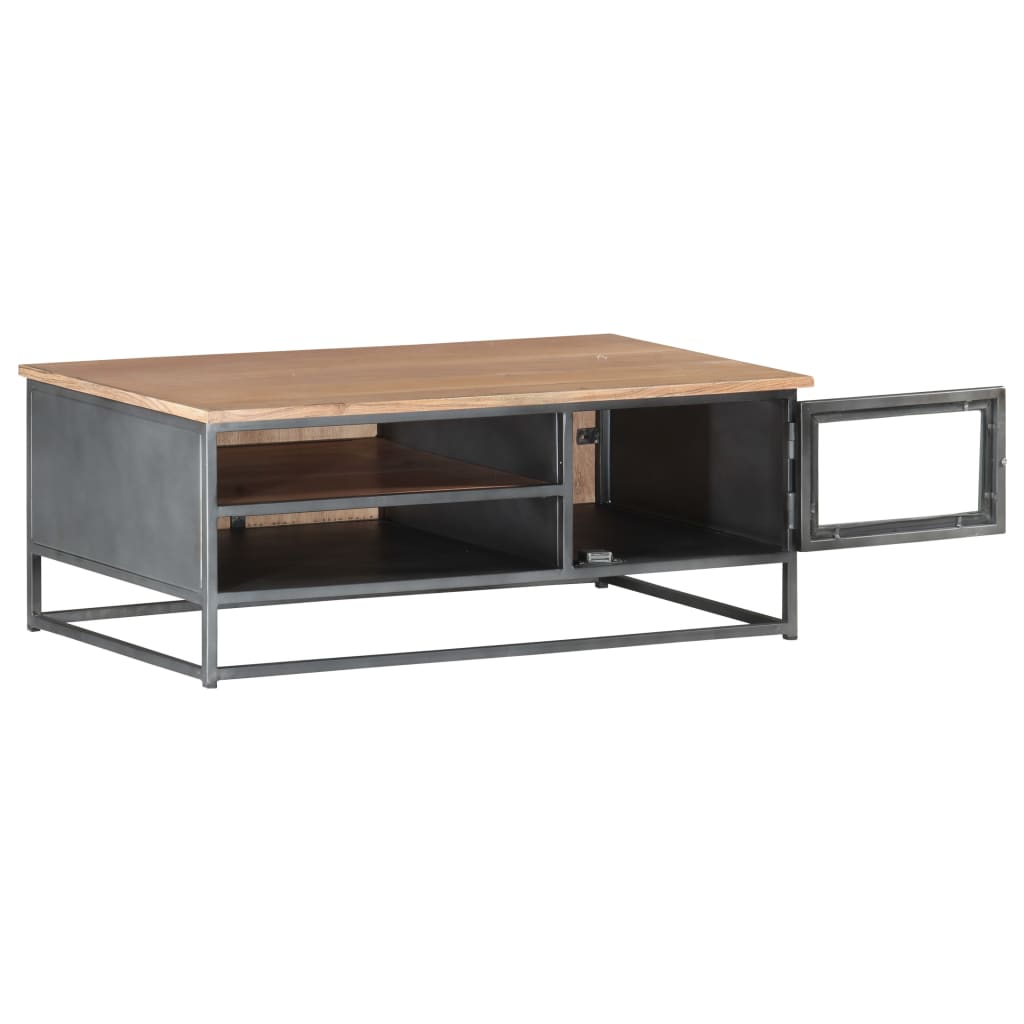 Coffee Table Grey 90X50X35 Cm Solid Acacia Wood