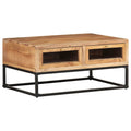 Coffee Table Solid Acacia Wood Rustic Living Room Furniture 90x60x40cm glass 90