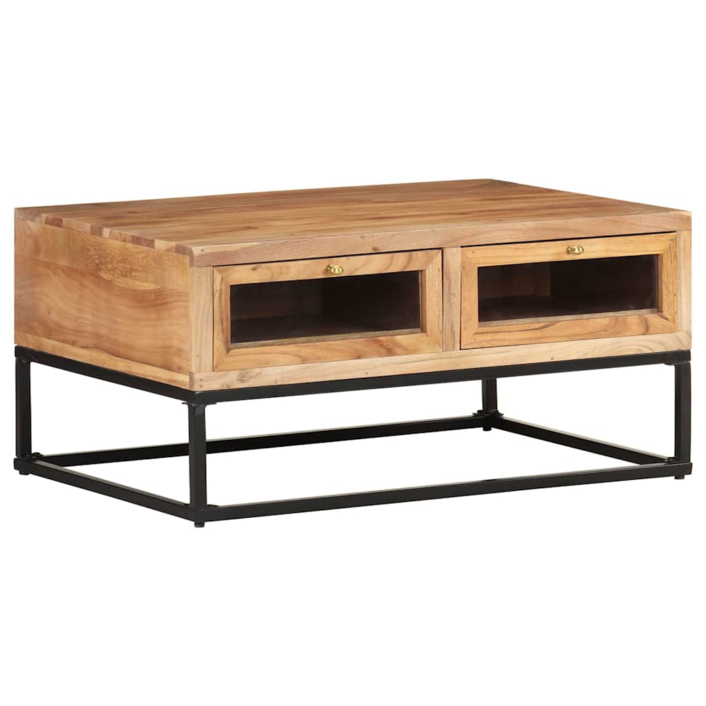 Coffee Table Solid Acacia Wood Rustic Living Room Furniture 90x60x40cm glass 90