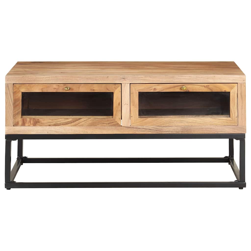 Coffee Table Solid Acacia Wood Rustic Living Room Furniture 90x60x40cm glass 90
