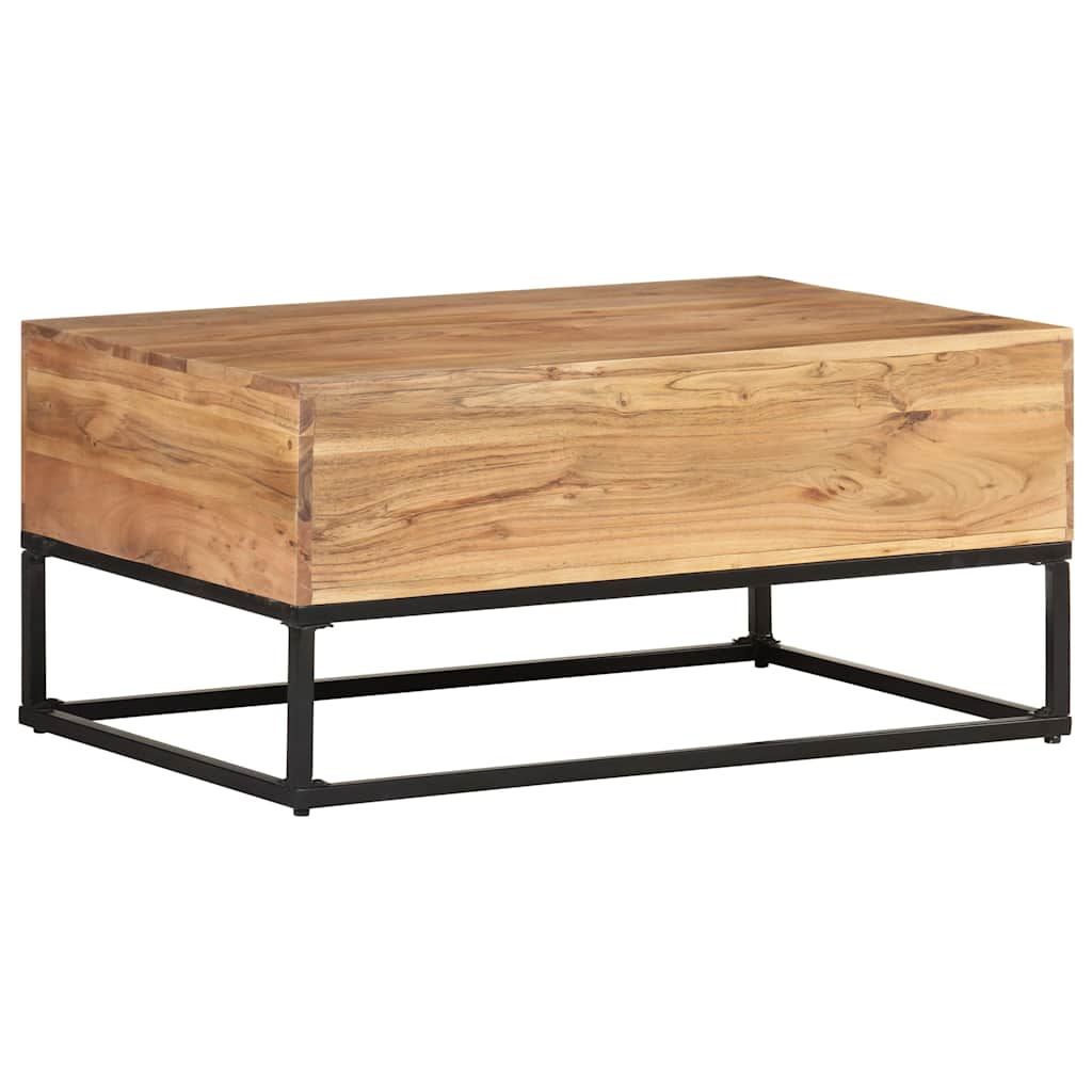 Coffee Table Solid Acacia Wood Rustic Living Room Furniture 90x60x40cm glass 90