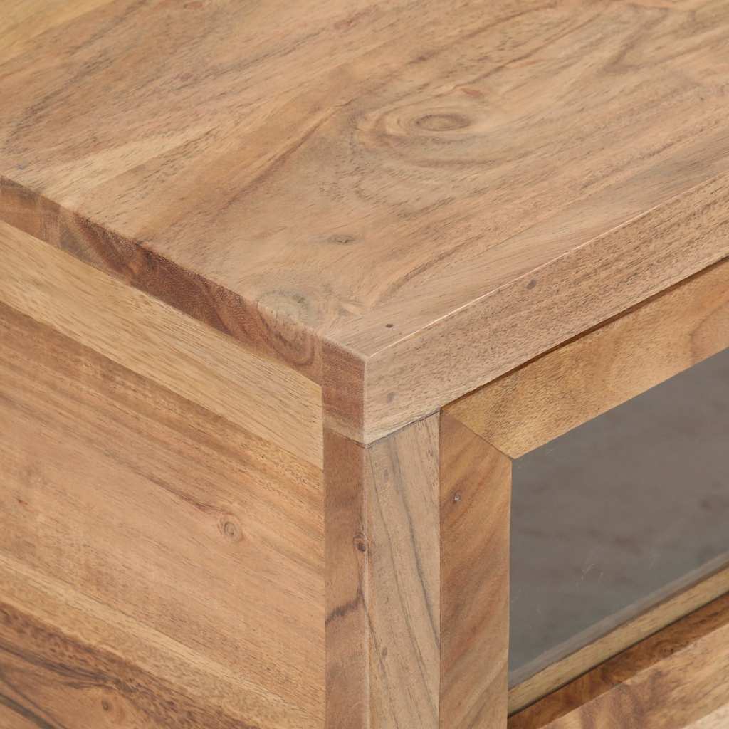 Coffee Table Solid Acacia Wood Rustic Living Room Furniture 90x60x40cm glass 90
