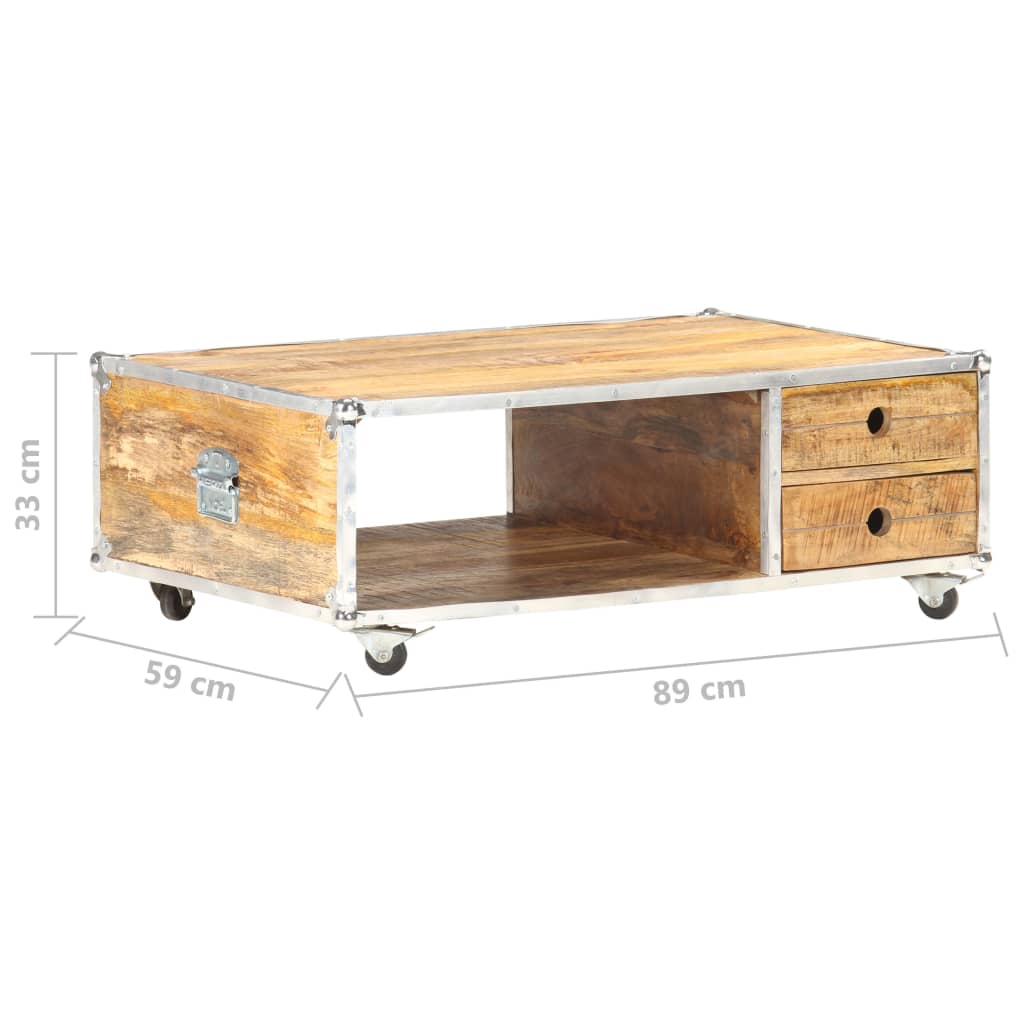 Coffee Table 89X59X33 Cm Solid Rough Mango Wood