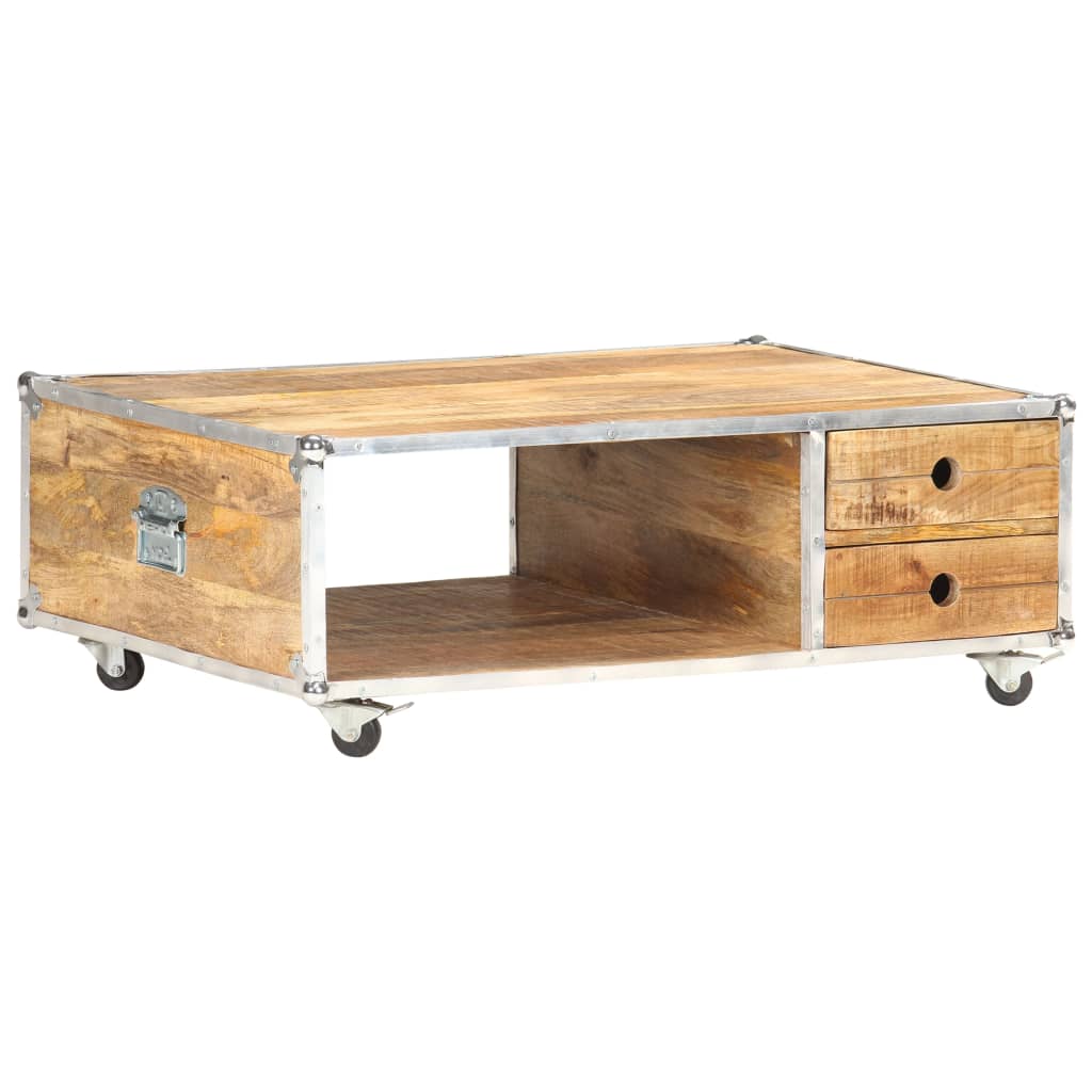 Coffee Table 89X59X33 Cm Solid Rough Mango Wood