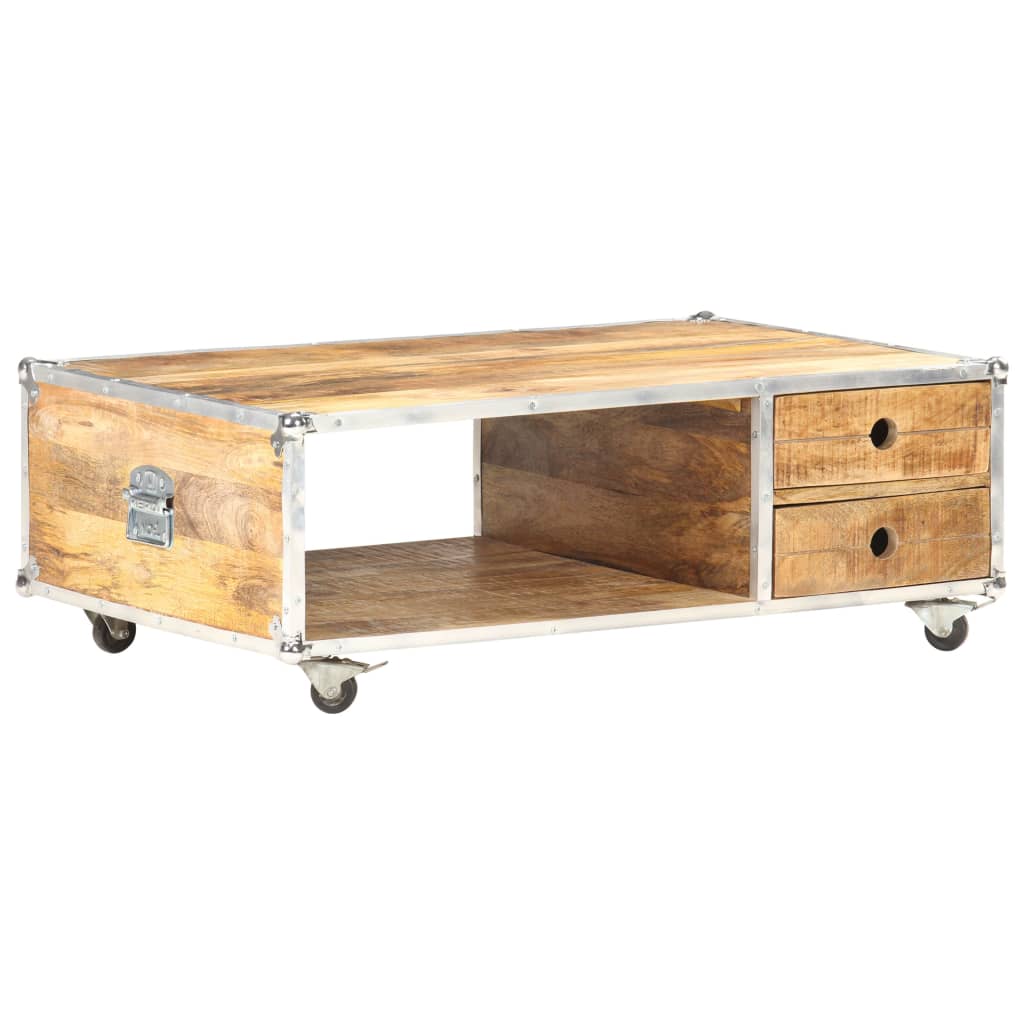 Coffee Table 89X59X33 Cm Solid Rough Mango Wood