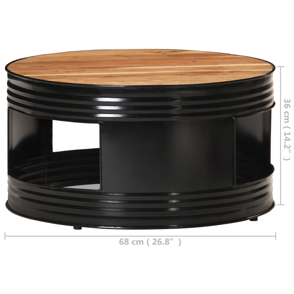 Coffee Table Black 68X Solid Acacia Wood