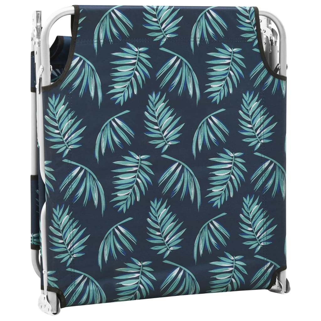 Folding Sun Lounger With Head Cushion Steel Leaves Print