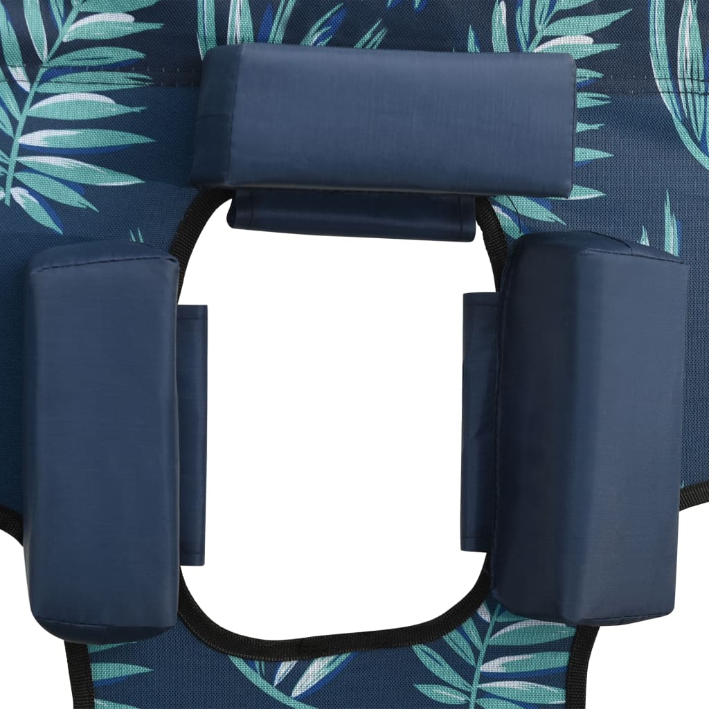 Folding Sun Lounger With Head Cushion Steel Leaves Print