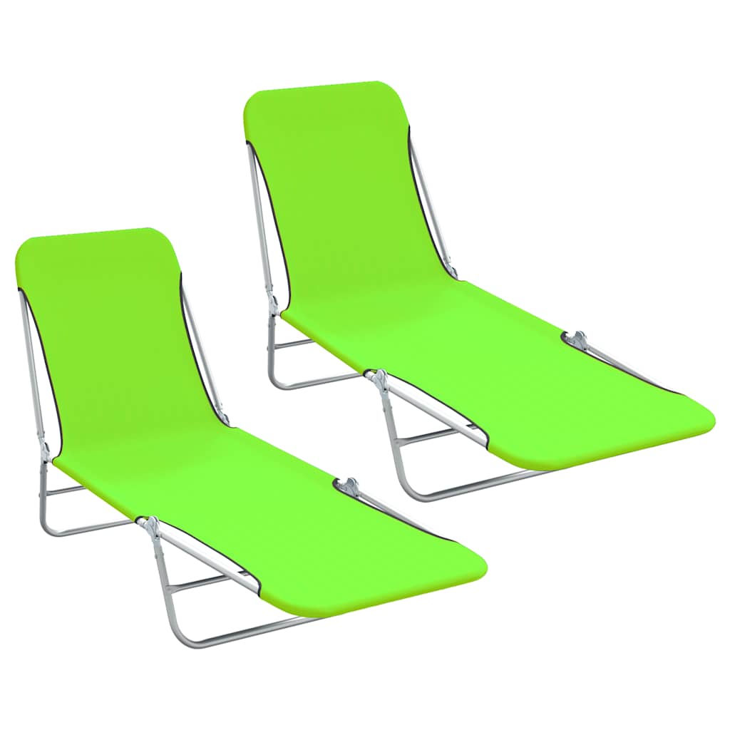 Folding Sun Loungers 2 Pcs Steel And Fabric