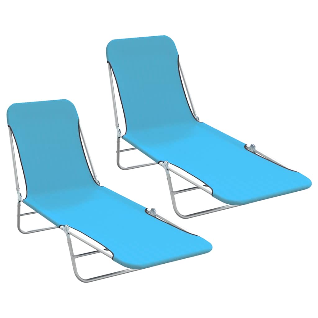 Folding Sun Loungers 2 Pcs Steel And Fabric