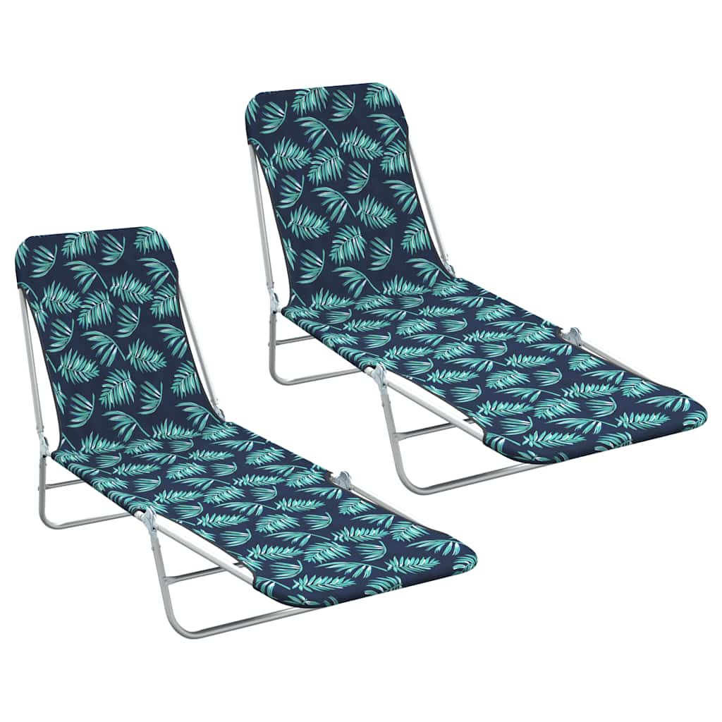 Folding Sun Loungers 2 Pcs Steel And Fabric