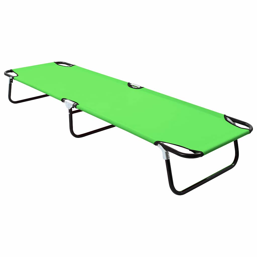 Sunloungers Folding Camping Bed Green Steel Sun Lounger Garden Beach Cot Chair 1