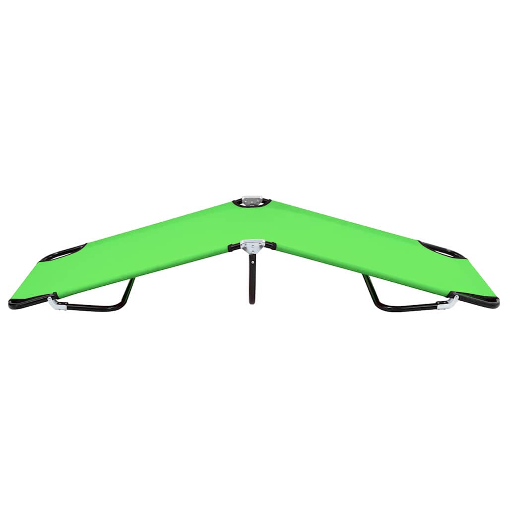 Sunloungers Folding Camping Bed Green Steel Sun Lounger Garden Beach Cot Chair 1