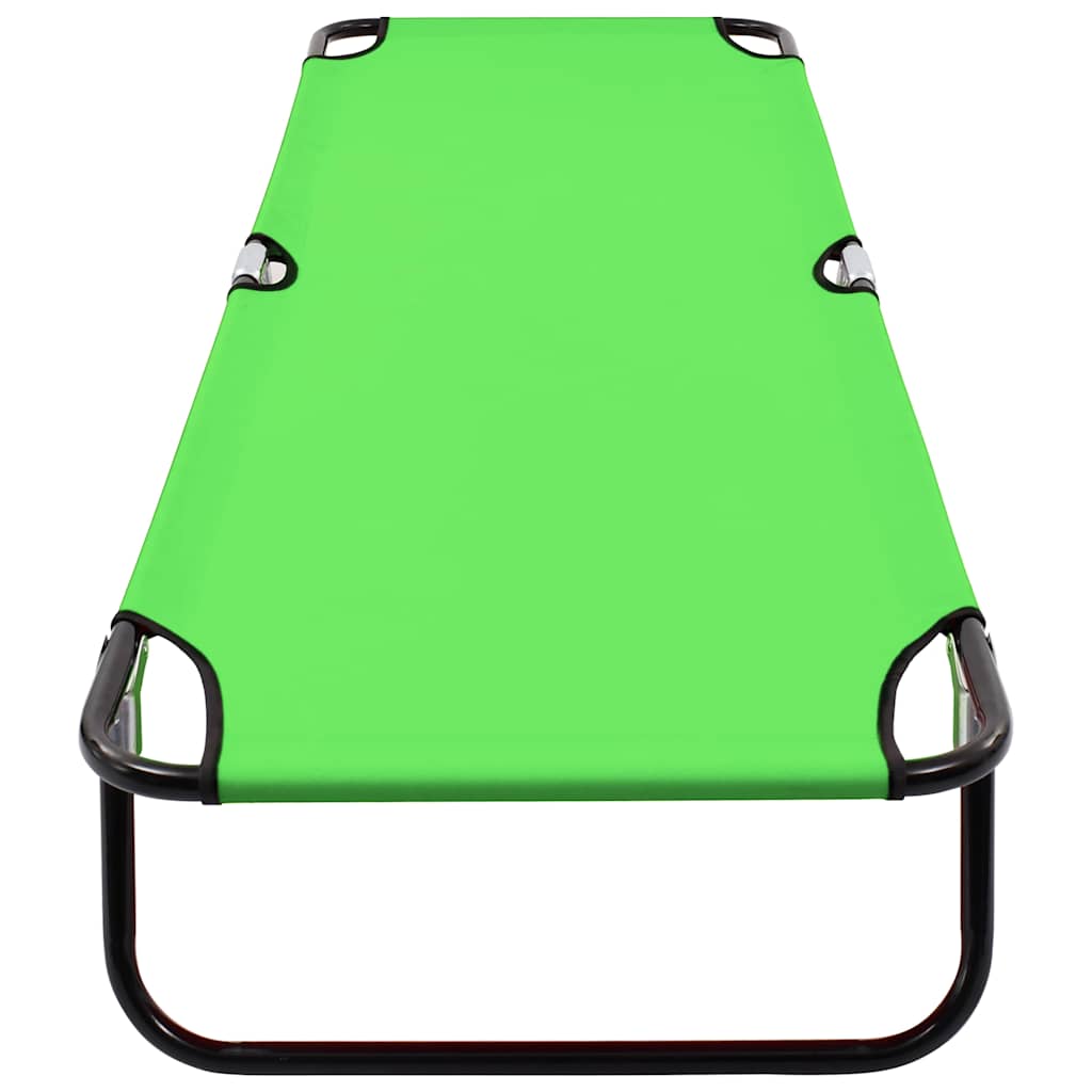 Sunloungers Folding Camping Bed Green Steel Sun Lounger Garden Beach Cot Chair 1