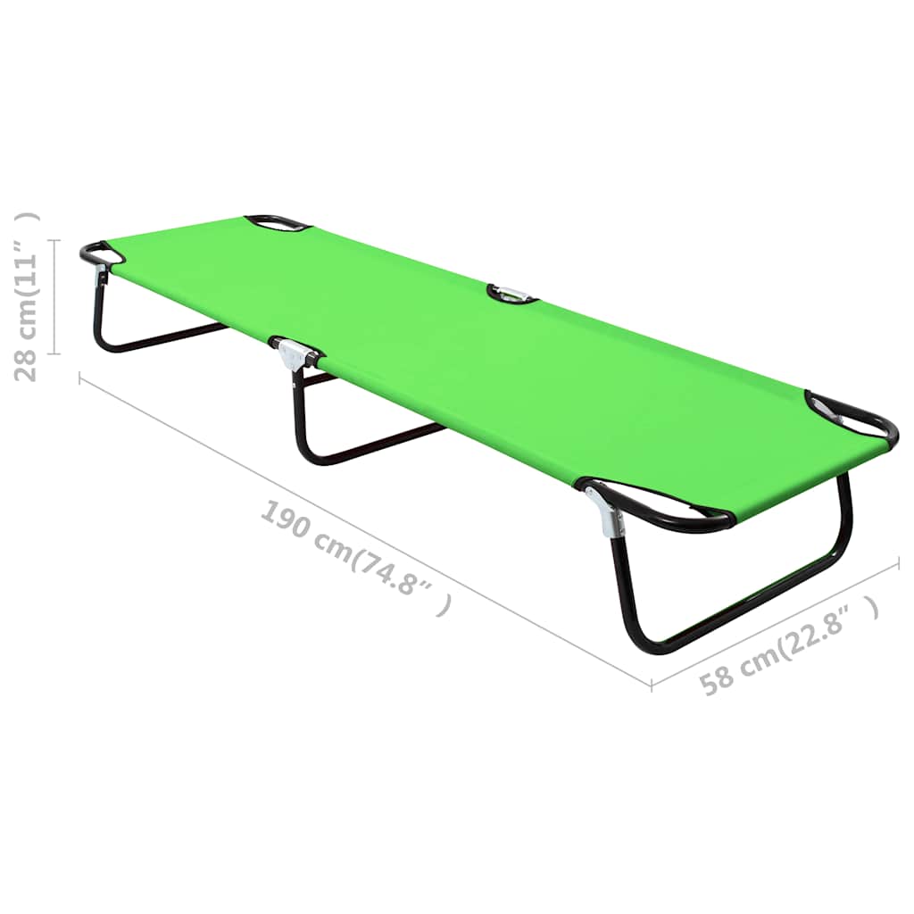 Sunloungers Folding Camping Bed Green Steel Sun Lounger Garden Beach Cot Chair 1