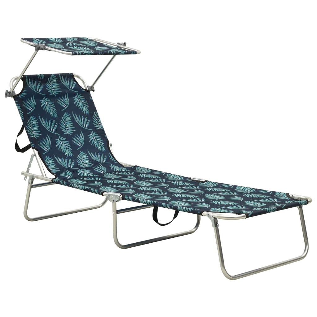 Folding Sun Lounger With Canopy Aluminium