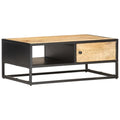 Coffee Table With Carved Door 90X55X36 Cm Rough Mango Wood