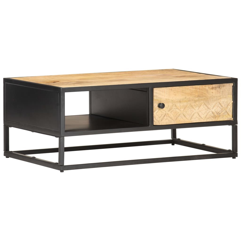 Coffee Table With Carved Door 90X55X36 Cm Rough Mango Wood