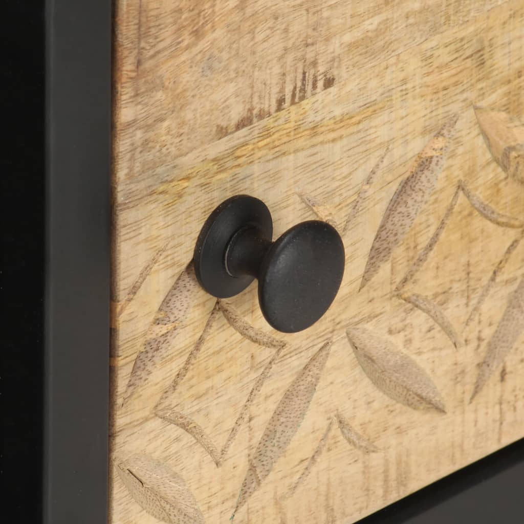 Coffee Table With Carved Door 90X55X36 Cm Rough Mango Wood