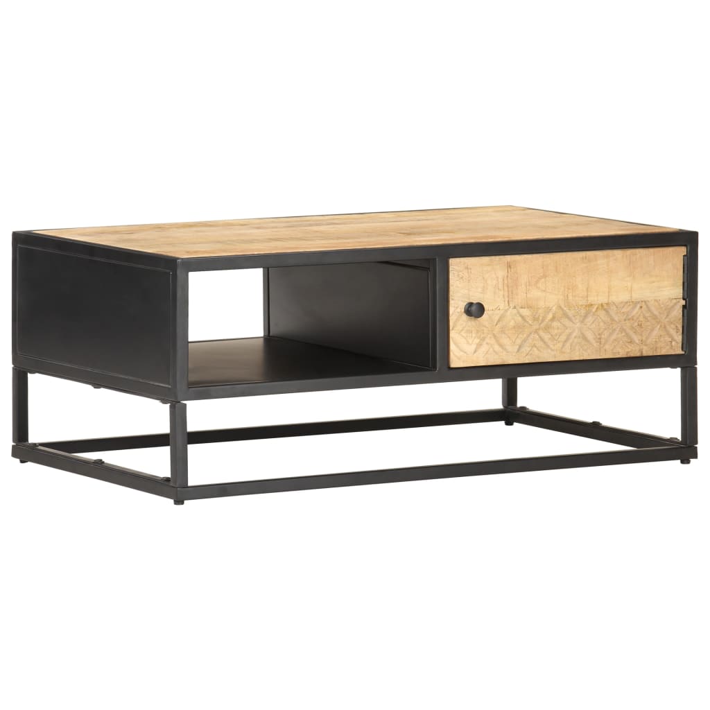 Coffee Table With Carved Door 90X55X36 Cm Rough Mango Wood