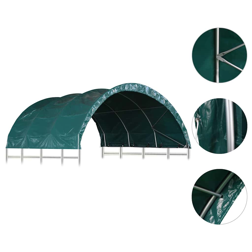 Gazebo Livestock Shelter Tent 3.7x3.7m Green PVC Animal Field Storage Canopy
