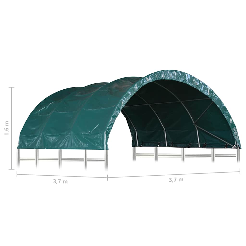 Gazebo Livestock Shelter Tent 3.7x3.7m Green PVC Animal Field Storage Canopy