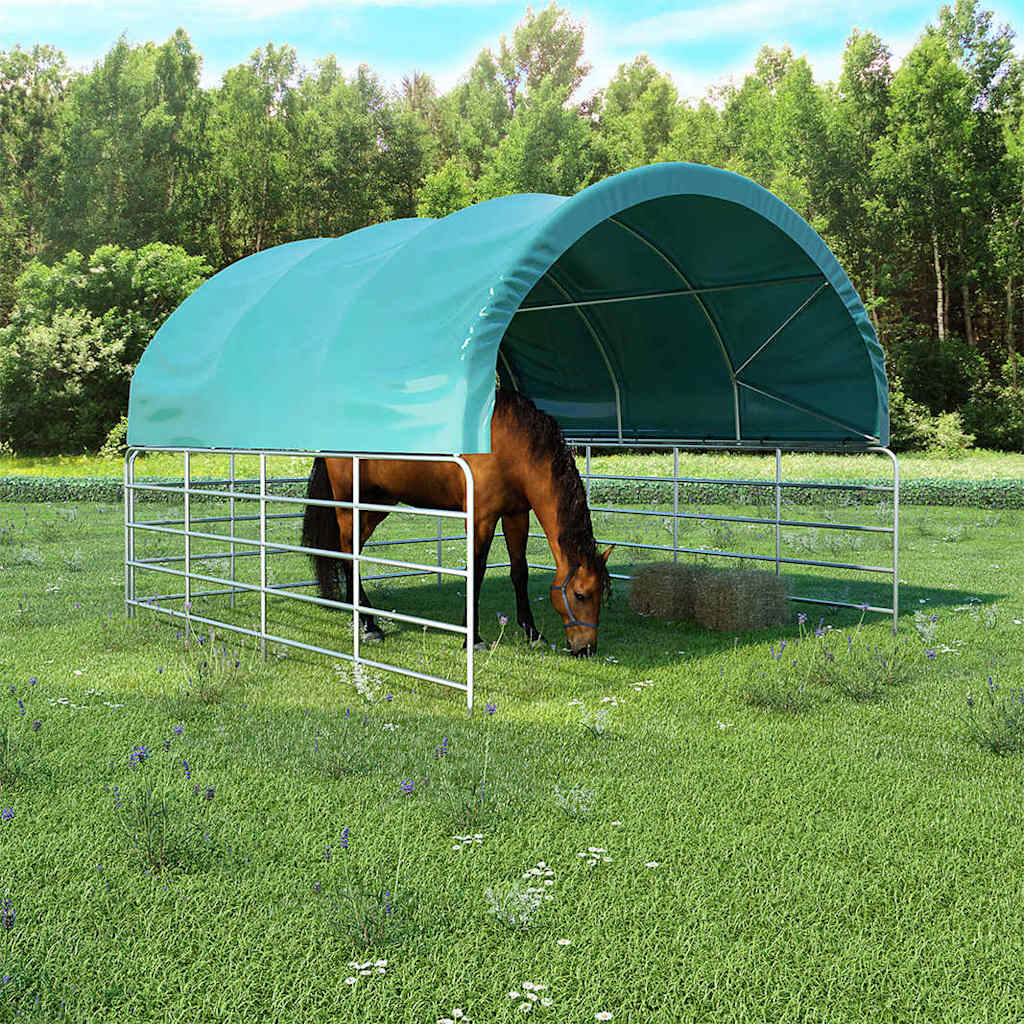 Gazebo Livestock Shelter Tent 3.7x3.7m Green PVC Animal Field Storage Canopy