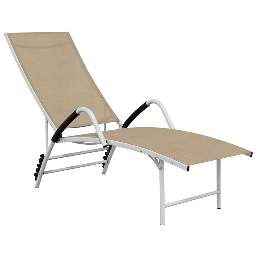 Sunloungers Aluminium Sun Lounger Recliner Cream Garden Patio Pool Chair Adjusta