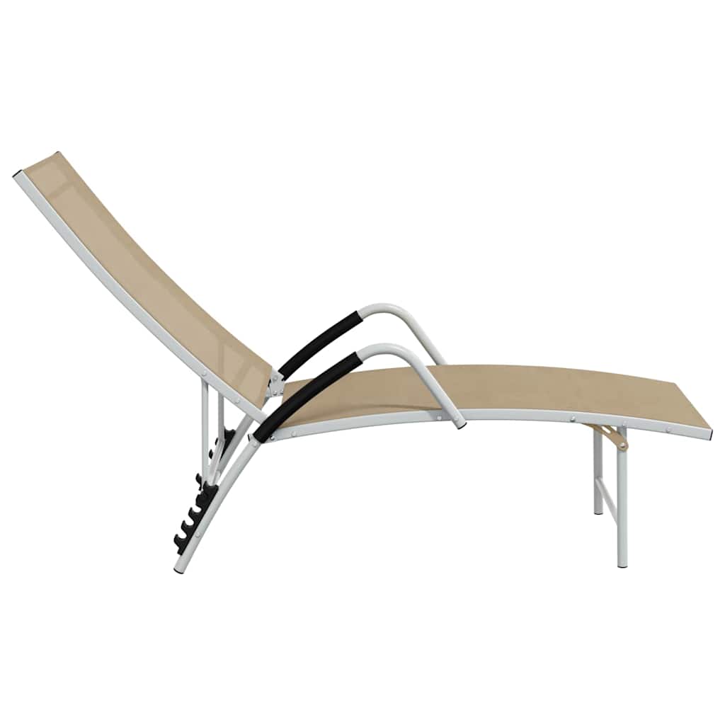 Sunloungers Aluminium Sun Lounger Recliner Cream Garden Patio Pool Chair Adjusta