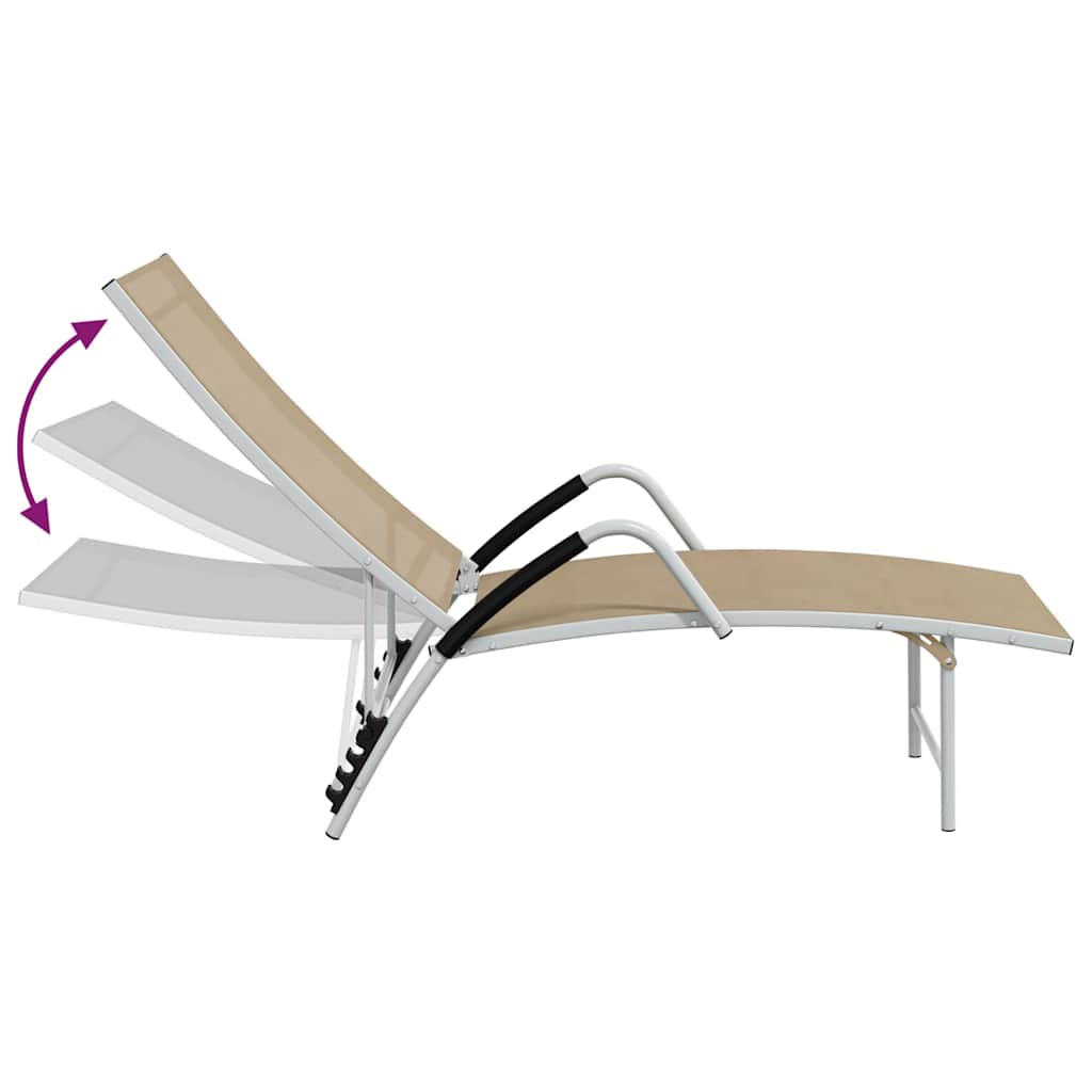Sunloungers Aluminium Sun Lounger Recliner Cream Garden Patio Pool Chair Adjusta